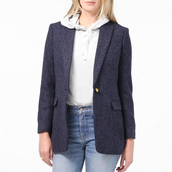 J. Crew Jackets & Coats Jcrew Long Parke Blazer Navy Herringbone